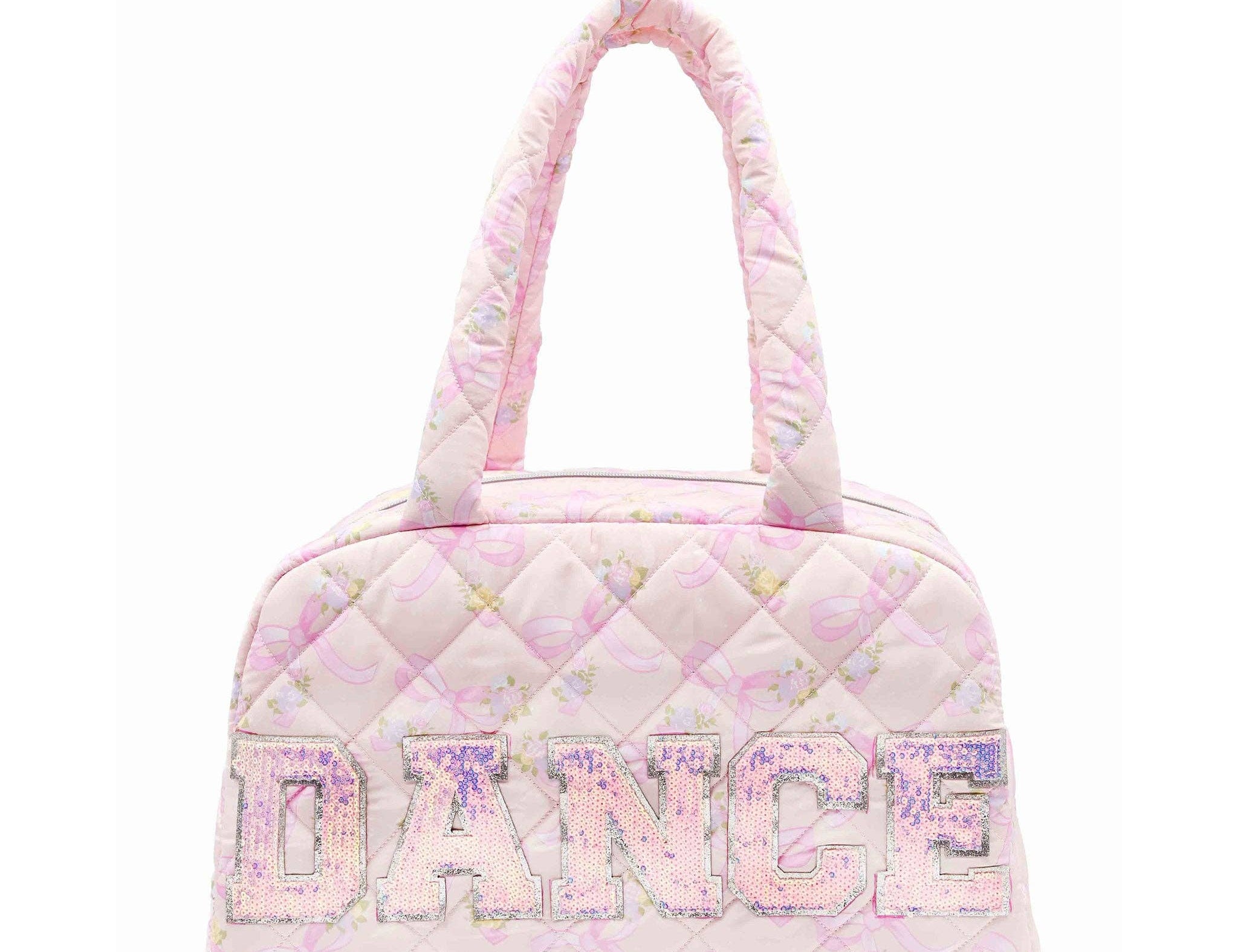 'DANCE' Floral Printed Quilted Medium Duffle Bag