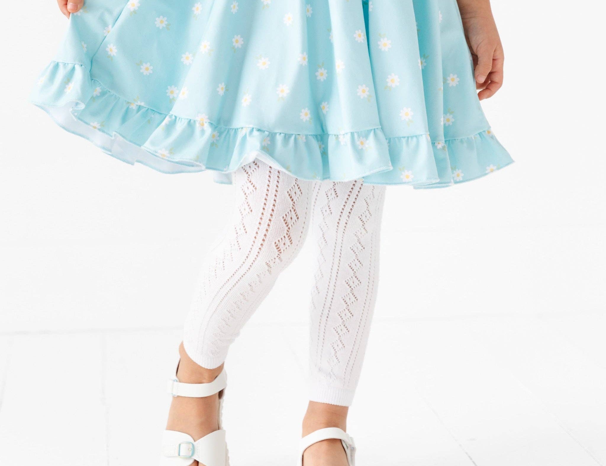 White Fancy Knit Footless Tights