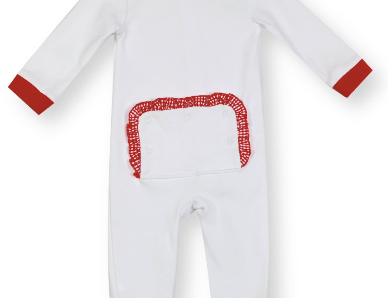 Blank Infant Drop Flap Gingham Trim Unionsuit Playsuit