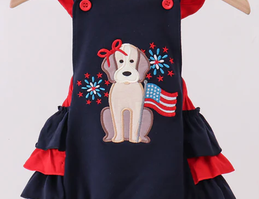 Puppy fireworks applique
