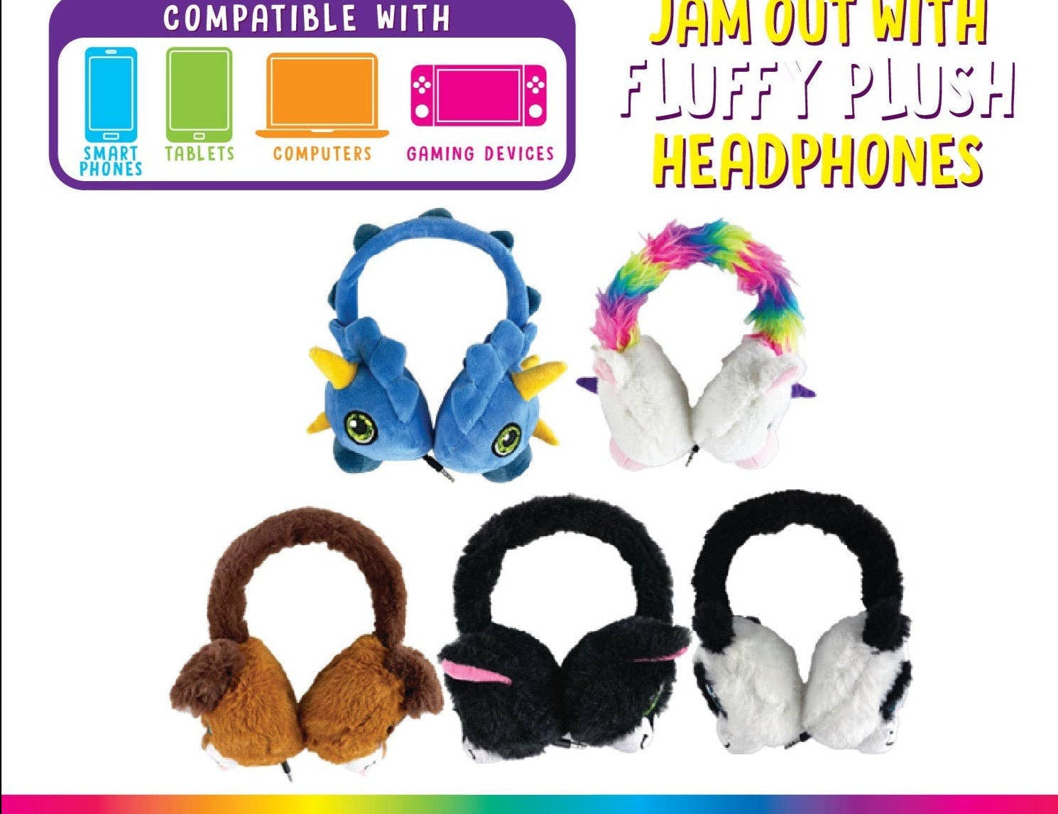Travel Palz Fluffy Plush Headphones