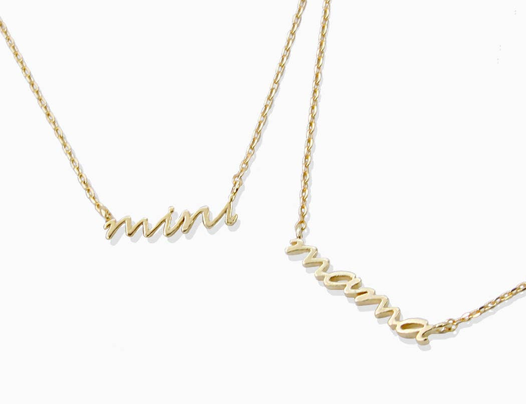 Gold-Dipped Mini and Mama Necklace