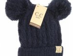 C.C Beanies KIDS Cable Knit Double Pom