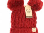 C.C Beanies KIDS Cable Knit Double Pom