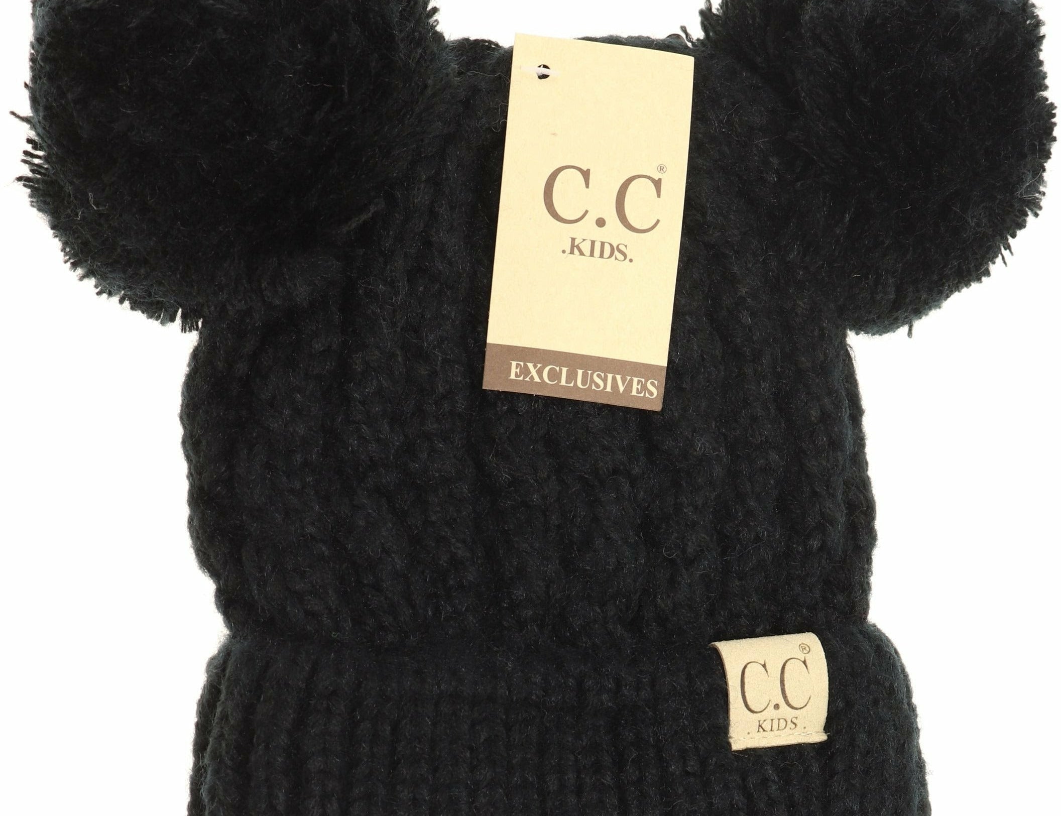 C.C Beanies KIDS Cable Knit Double Pom