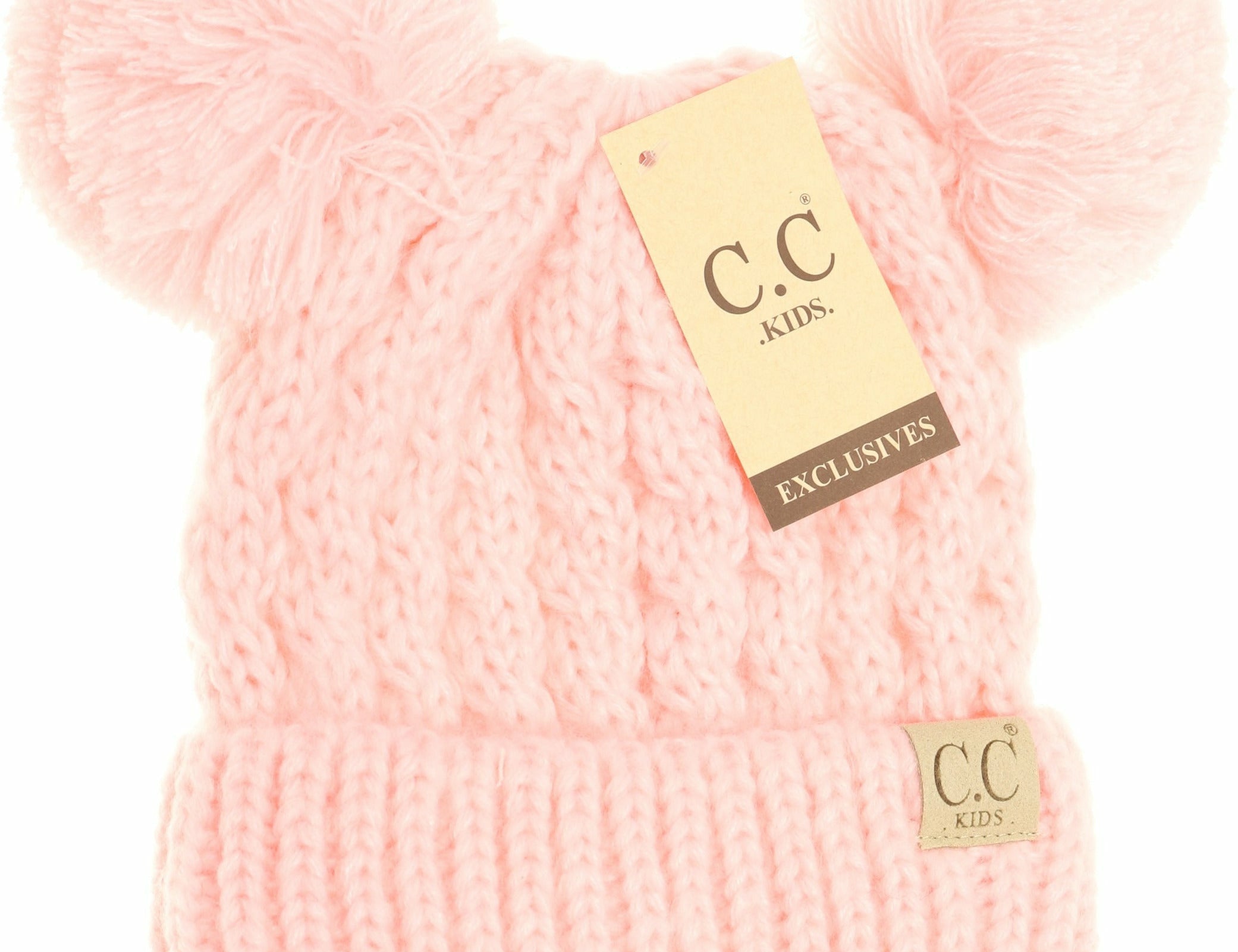 C.C Beanies KIDS Cable Knit Double Pom